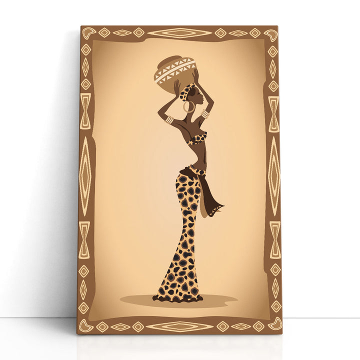 An illustration Of An African Woman in Ethnic Dress - Canvas Print Wall Art
