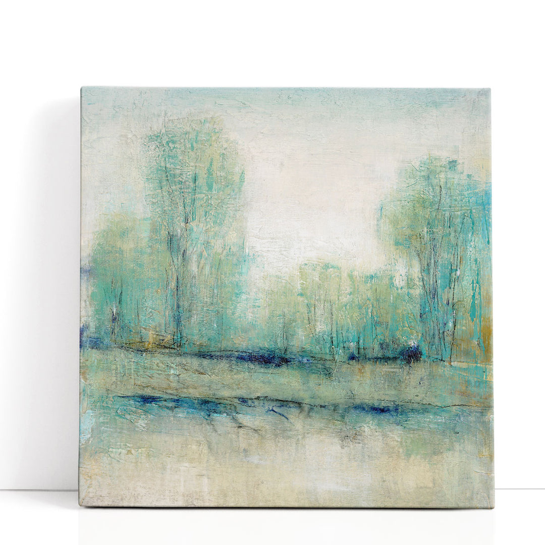 Abstract artwork with impressionist trees