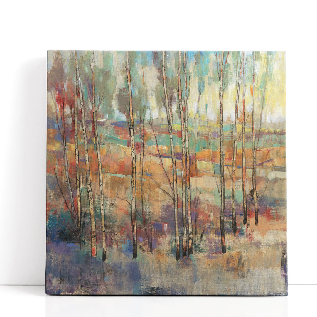 Kaleidoscopic forest prints with green and brown tones