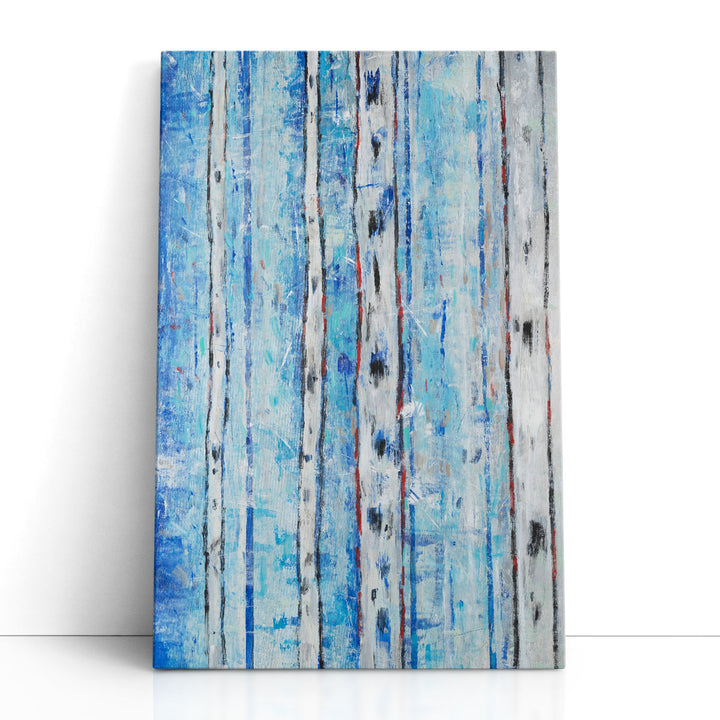 Blue abstract wall art with layered tones