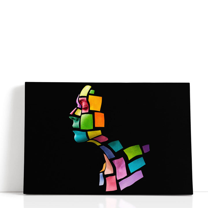 Abstract woman’s face made with color blocks