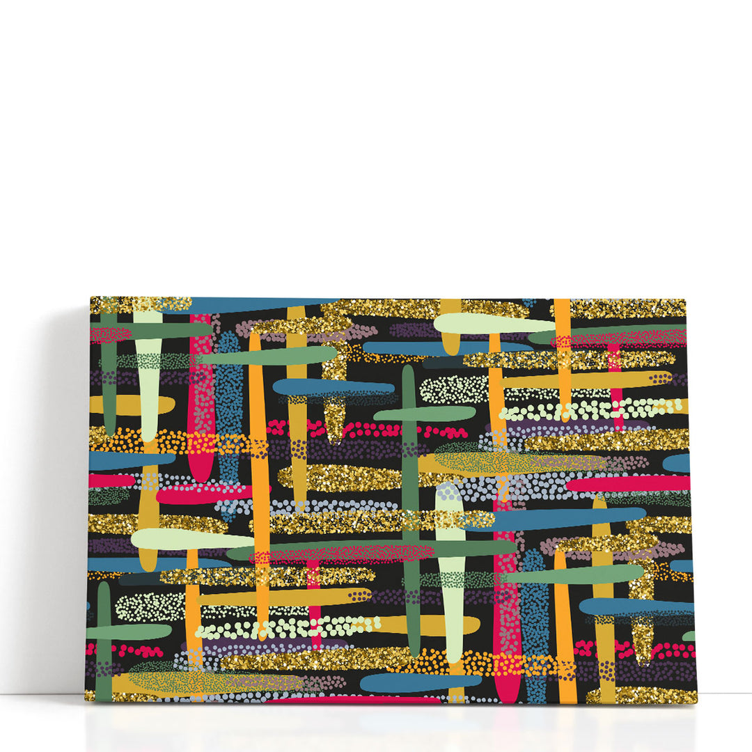 Geometric canvas with colorful brush stroke design