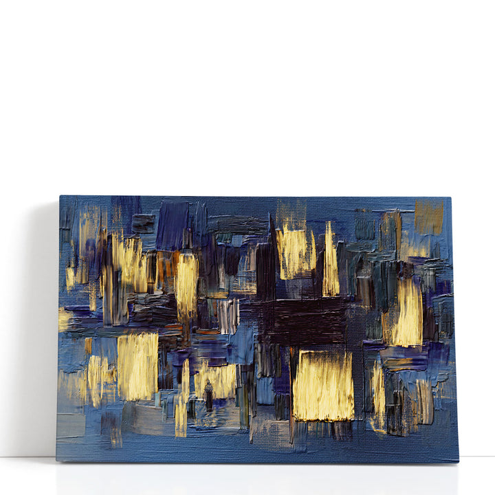 Abstract wall painting with gold accents