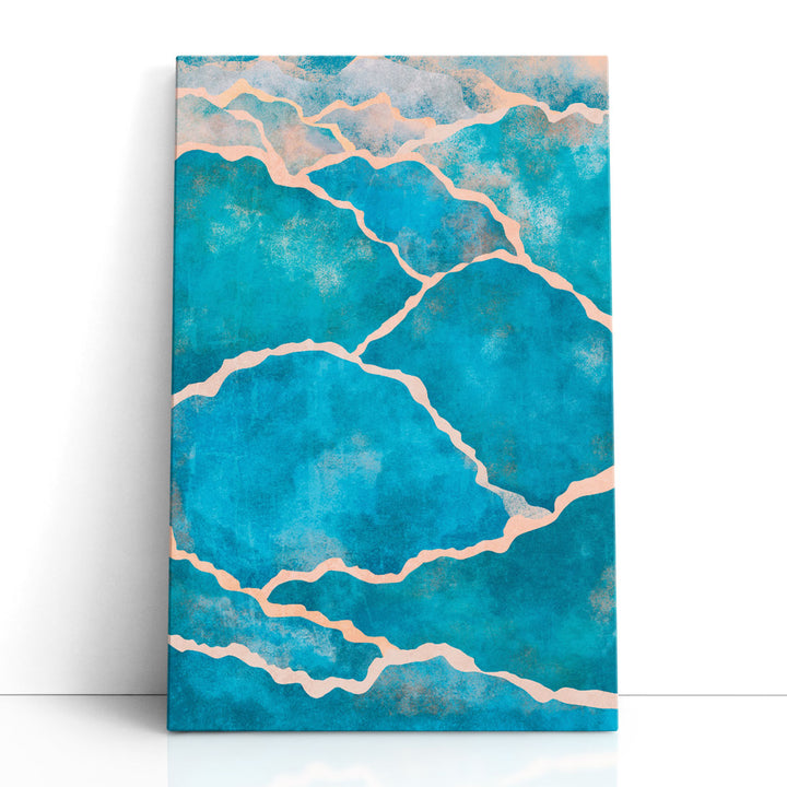 Blue abstract wall art with textured design