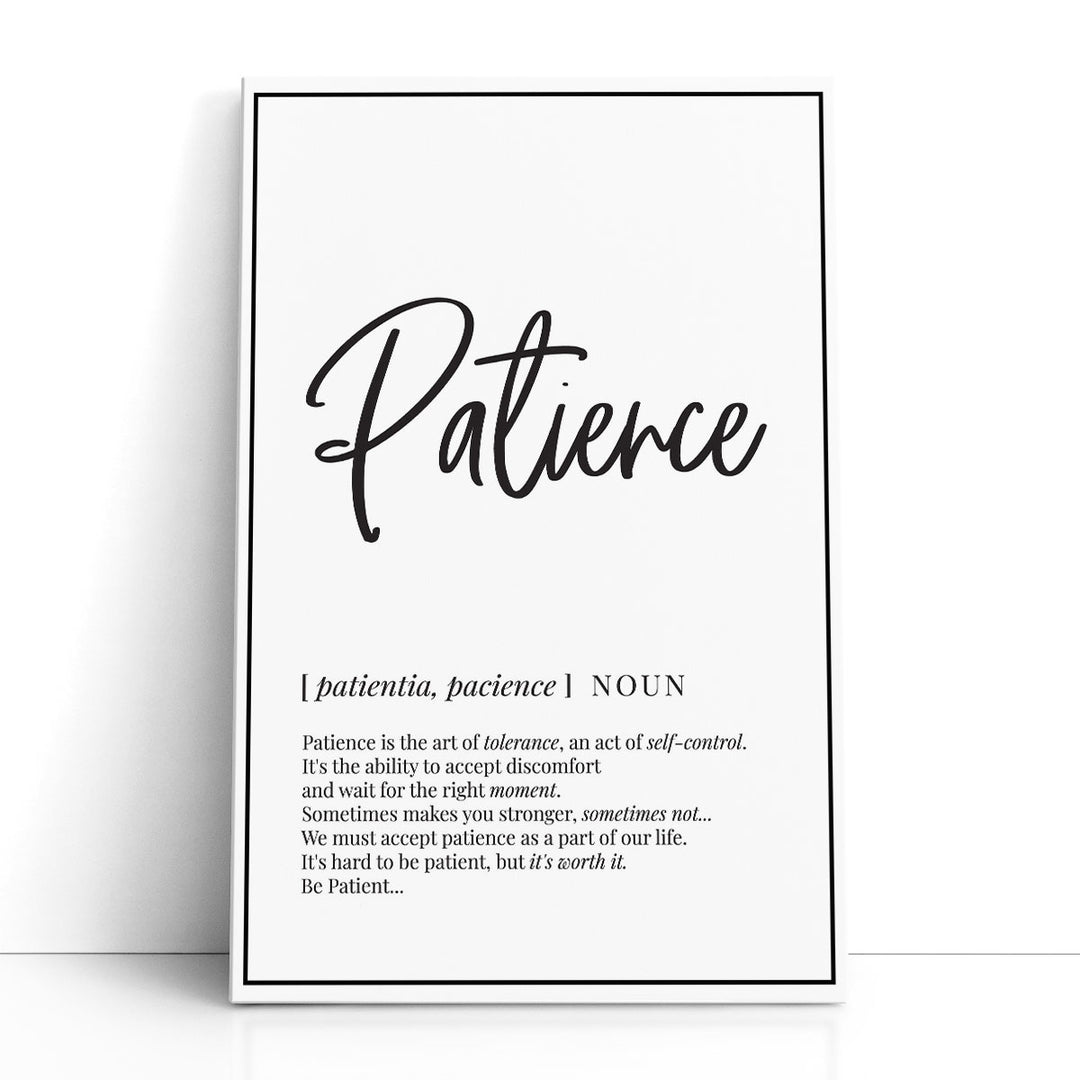 Patience Definition, Minimalist Wall Art - Canvas Print Wall Art