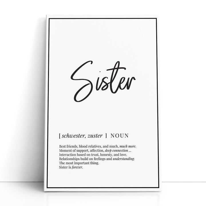 Sister Definition, Minimalist Wall Art - Canvas Print Wall Art