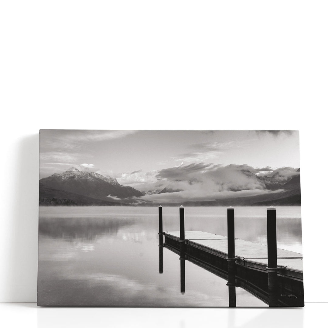 Lake McDonald Dock Black and White - Canvas Print Wall Art