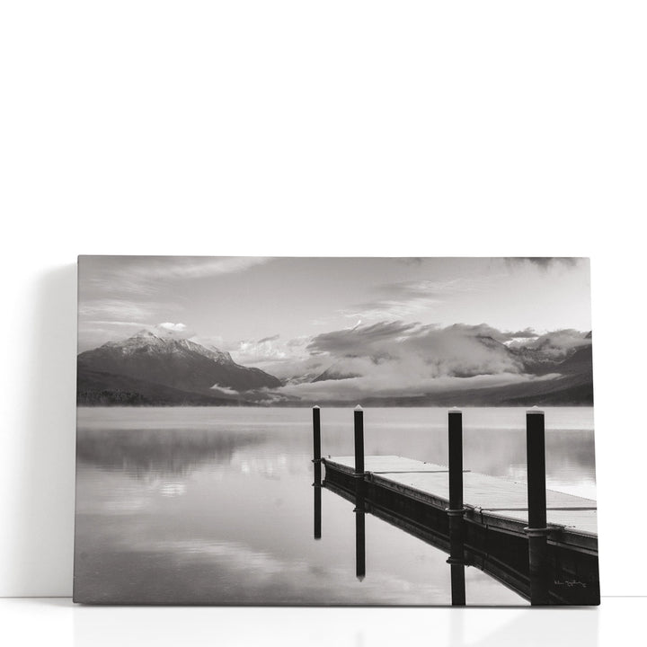 Lake McDonald Dock Black and White - Canvas Print Wall Art