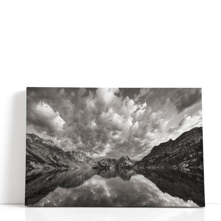 Sawtooth Lake Reflection I Black and White - Canvas Print Wall Art