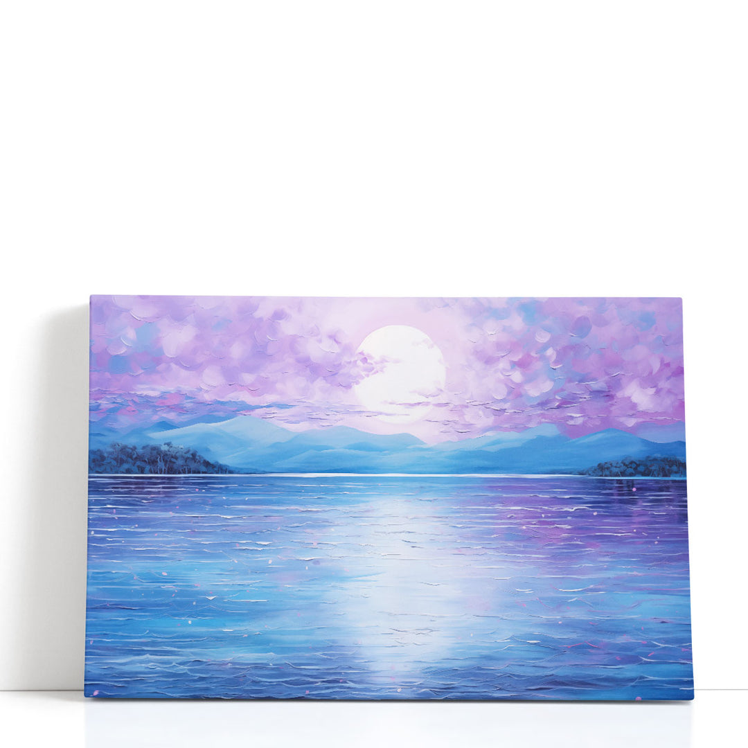 Magic water prints with moon and abstract mountains