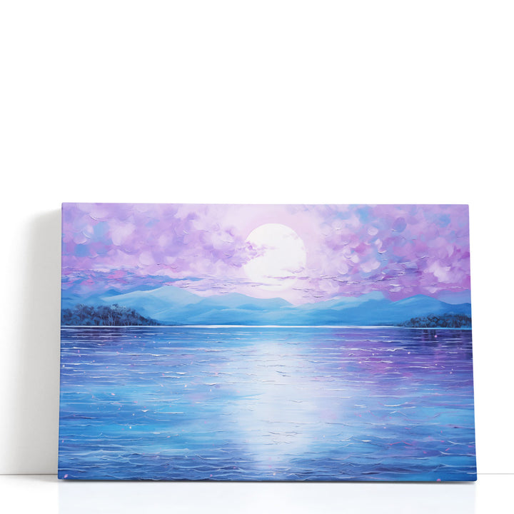 Magic water prints with moon and abstract mountains