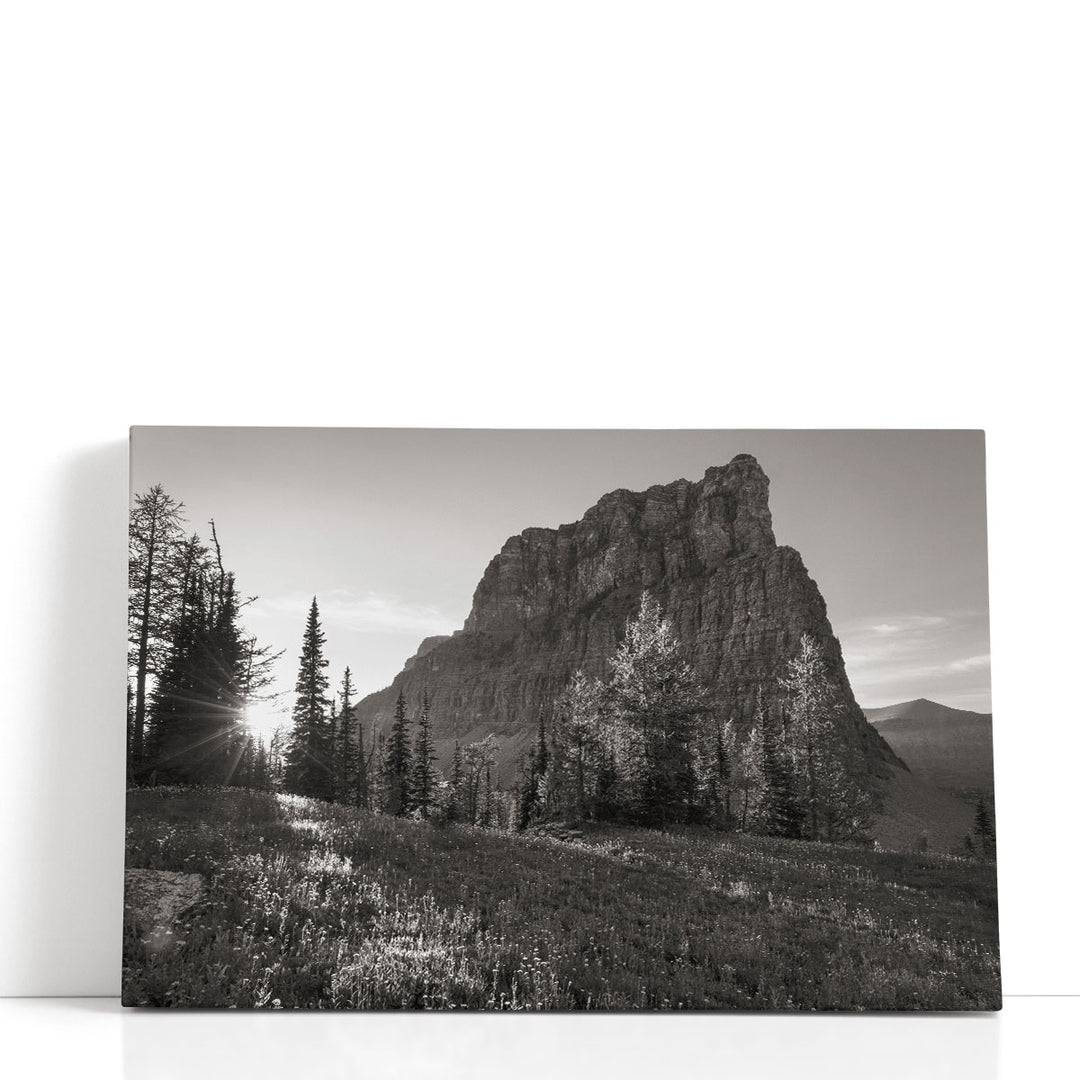 Boulder Pass Glacier National Park Black and White - Canvas Print Wall Art