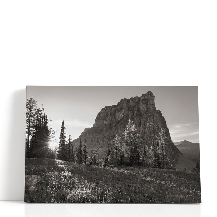 Boulder Pass Glacier National Park Black and White - Canvas Print Wall Art