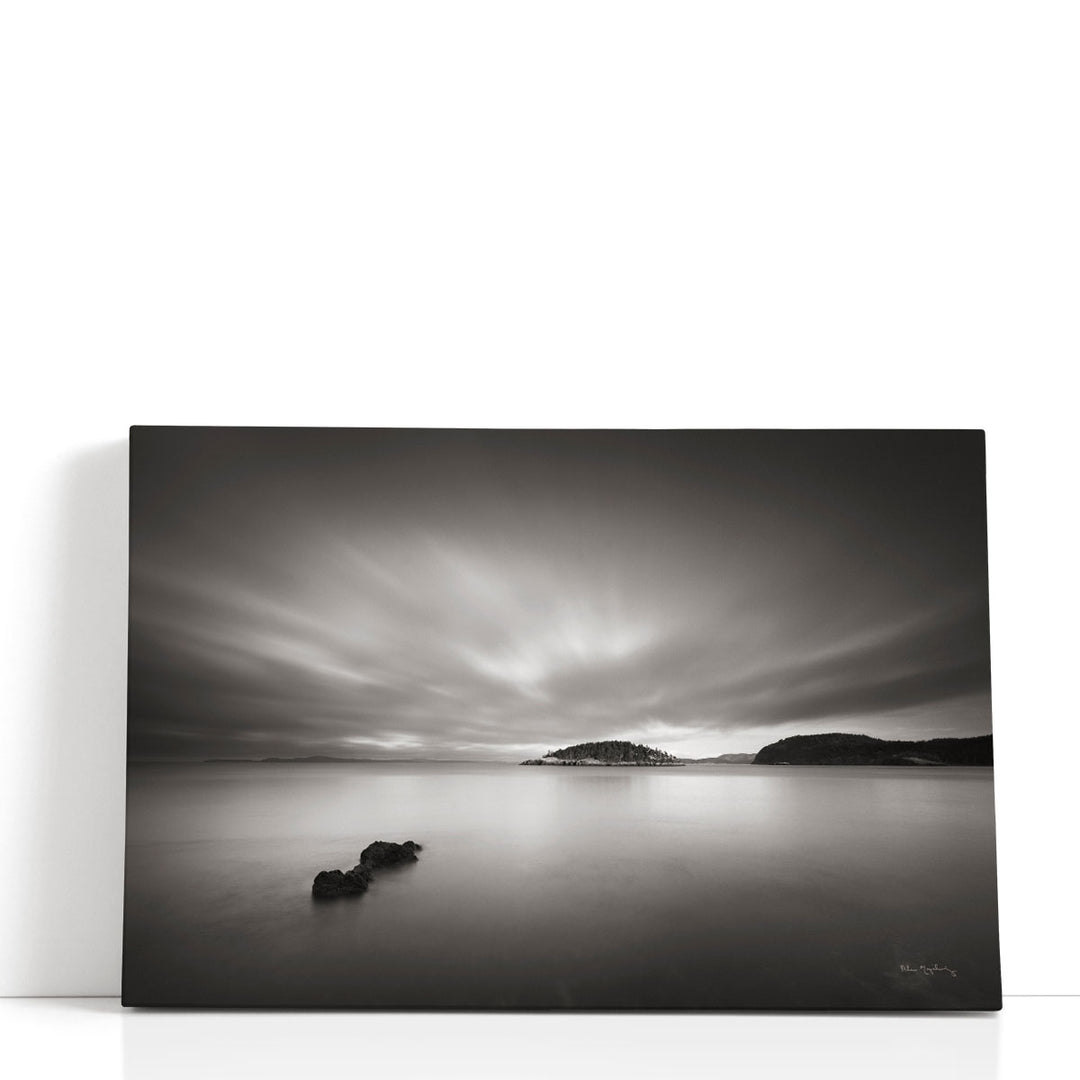 Black and white seascape prints with calm waves