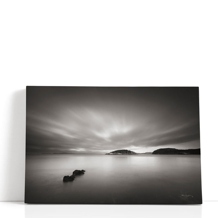 Black and white seascape prints with calm waves