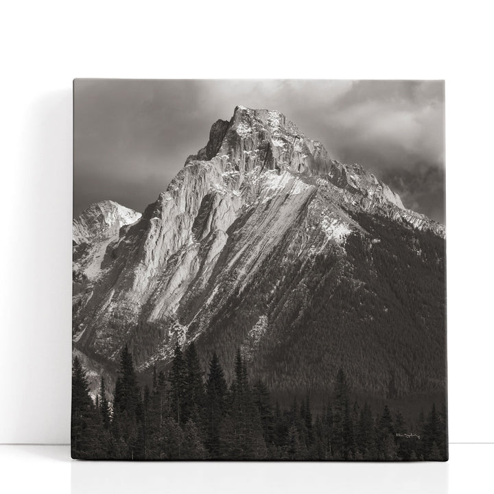 Canadian Rockies Black and White - Canvas Print Wall Art