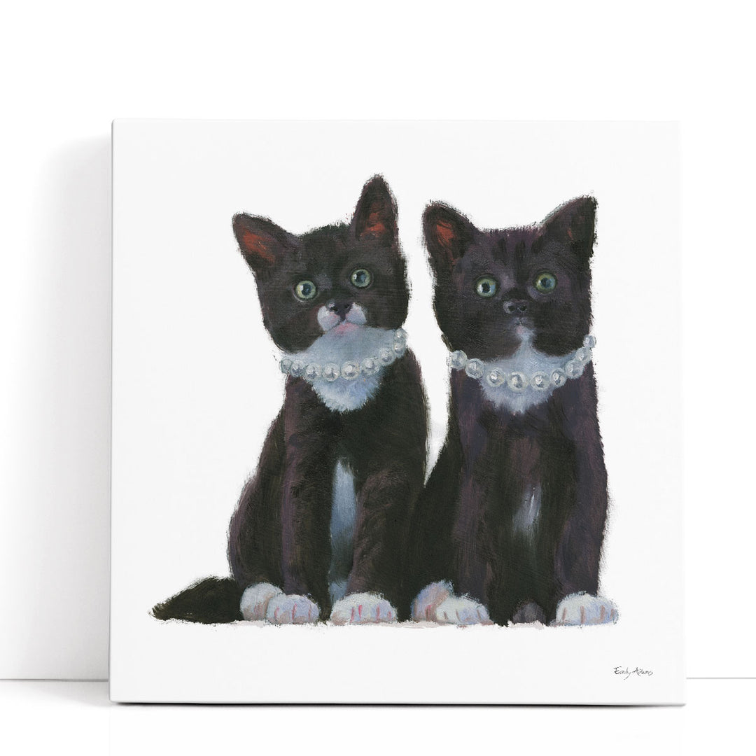 Cutie Kitties IV Black and White - Canvas Print Wall Art