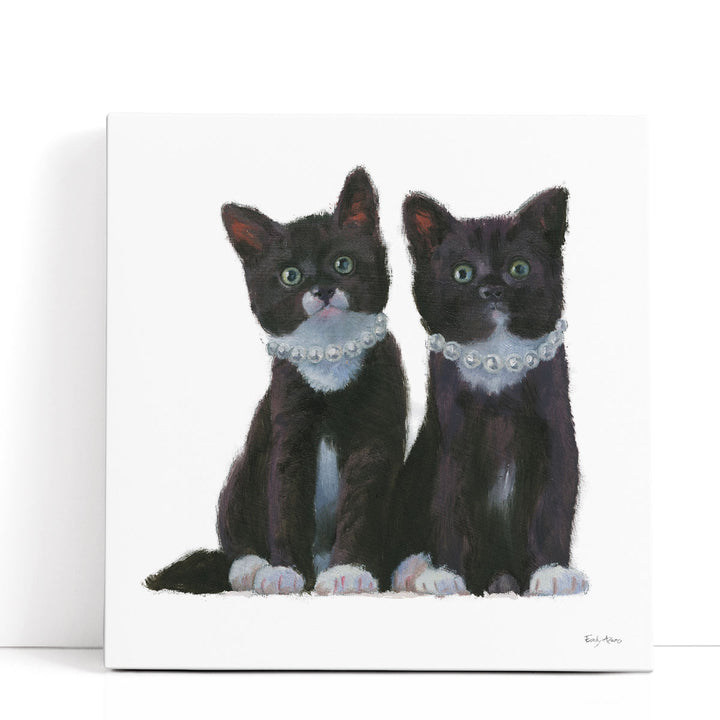 Cutie Kitties IV Black and White - Canvas Print Wall Art