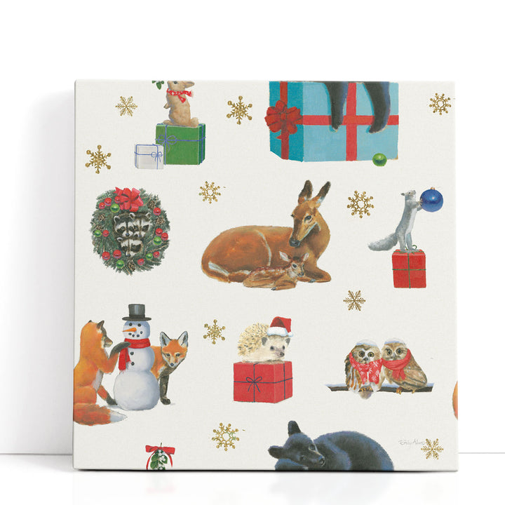 Christmas Critters Bright Pattern IIIB - Canvas Print Wall Art