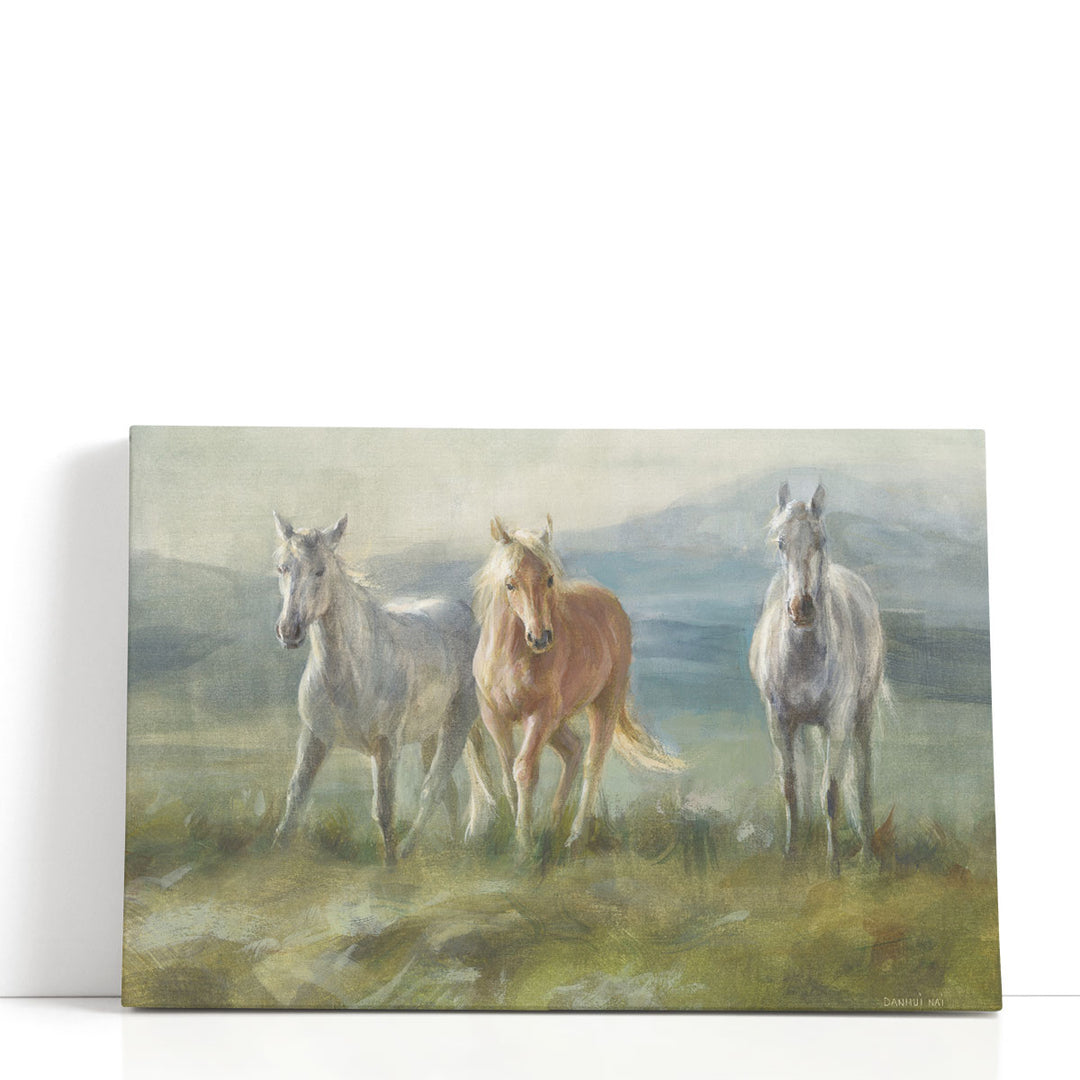 Rangeland canvas art with running horses