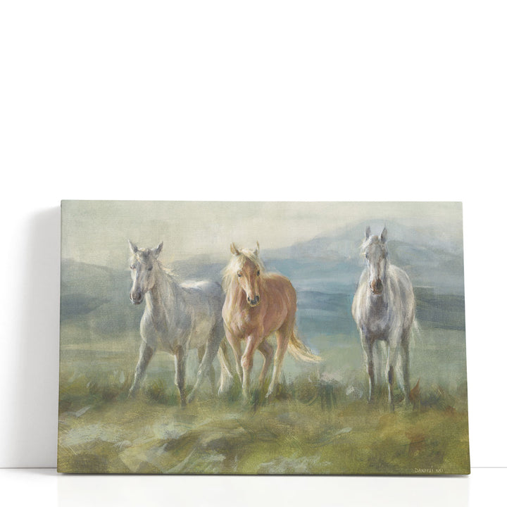 Rangeland canvas art with running horses