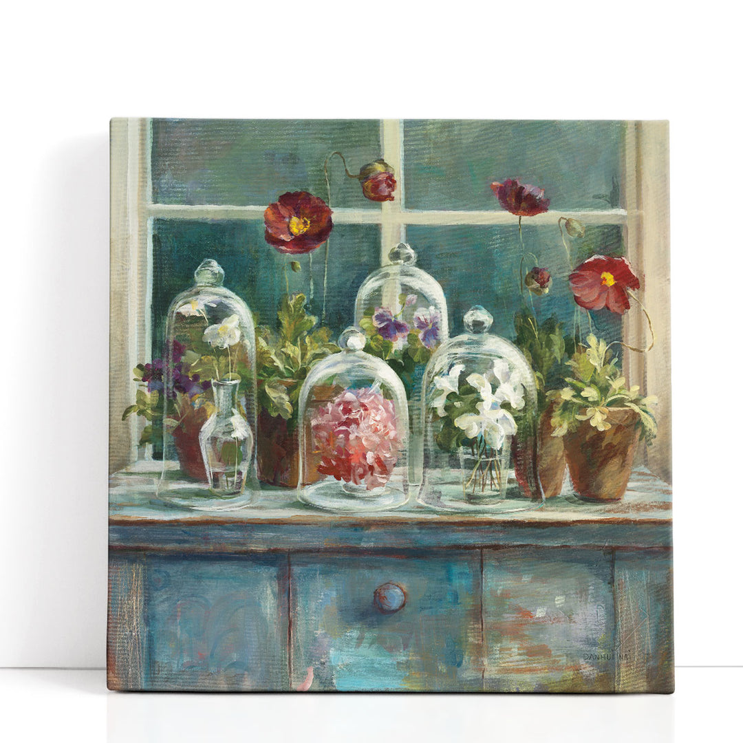 Fall Poppies Windowsill - Canvas Print Wall Art
