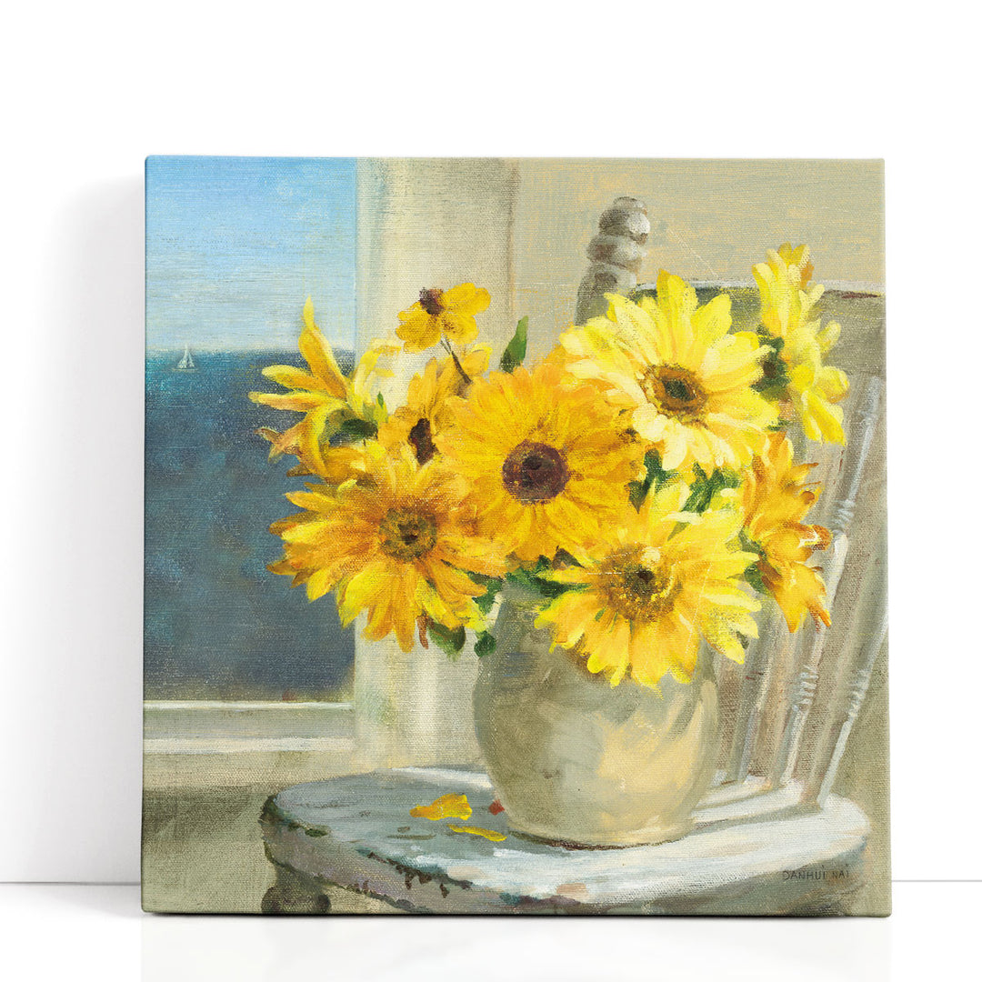 Sunflowers by the Sea - Canvas Print Wall Art