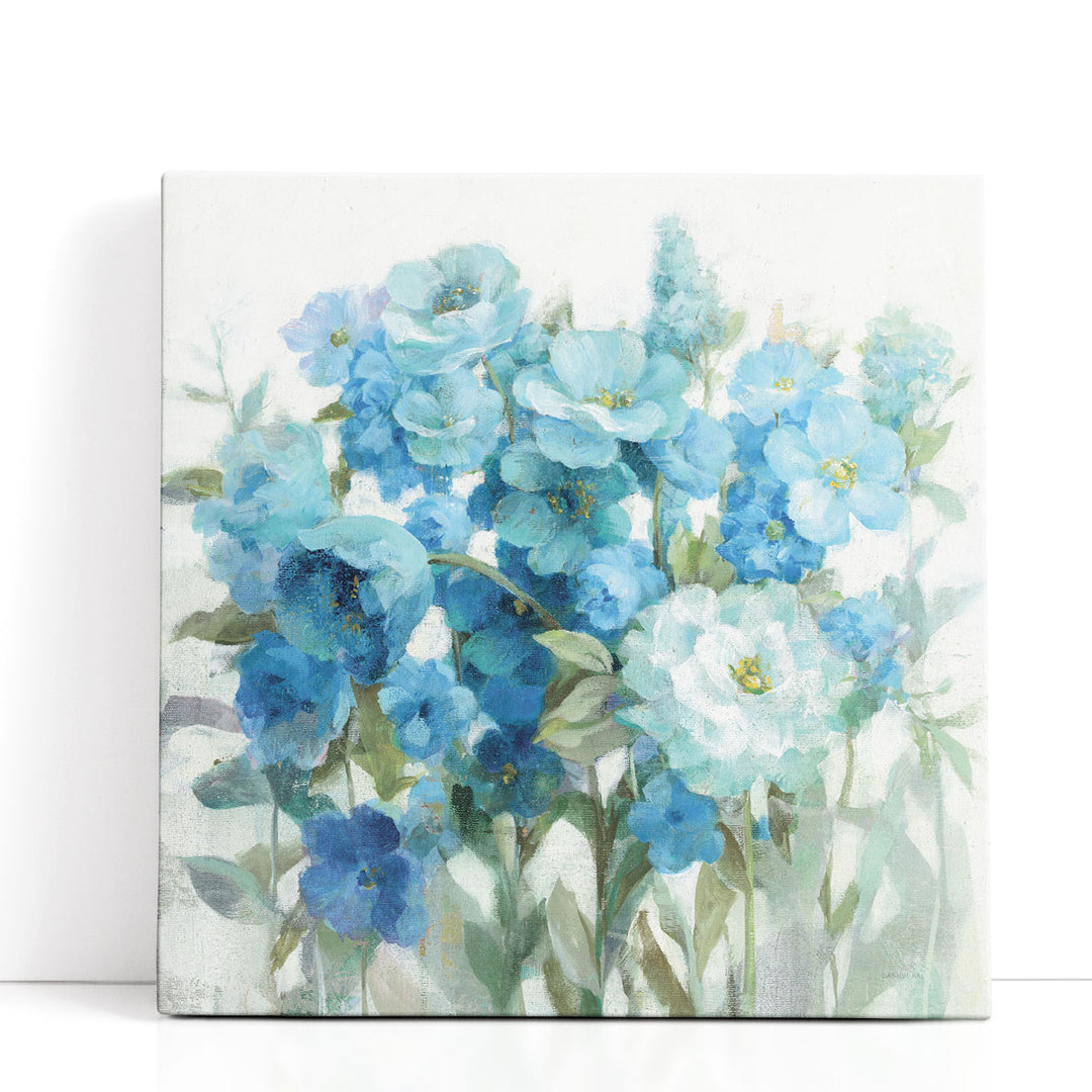 Blue and White Flower Painting minimalist petals