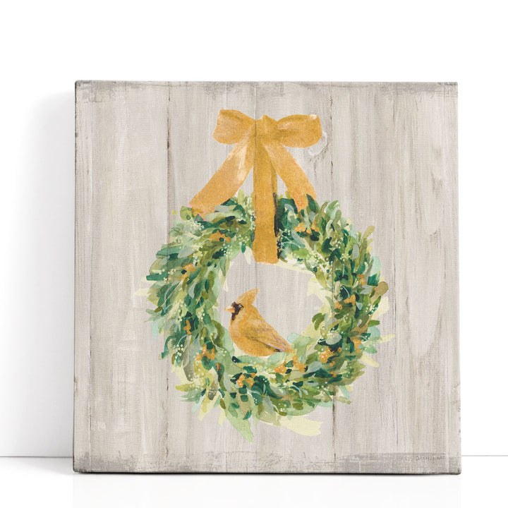 Woodland Holidays Wreath Gold - Canvas Print Wall Art