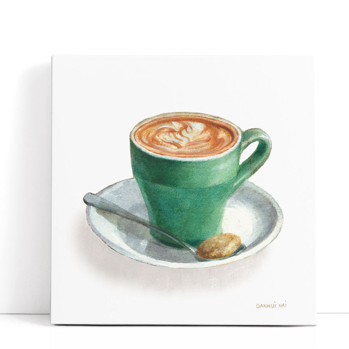 coffee canvas art – steaming mug centerpiece