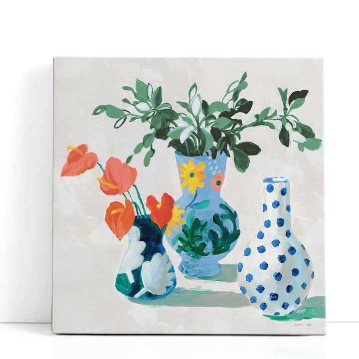 Bungalow Vases Green - Canvas Print Wall Art