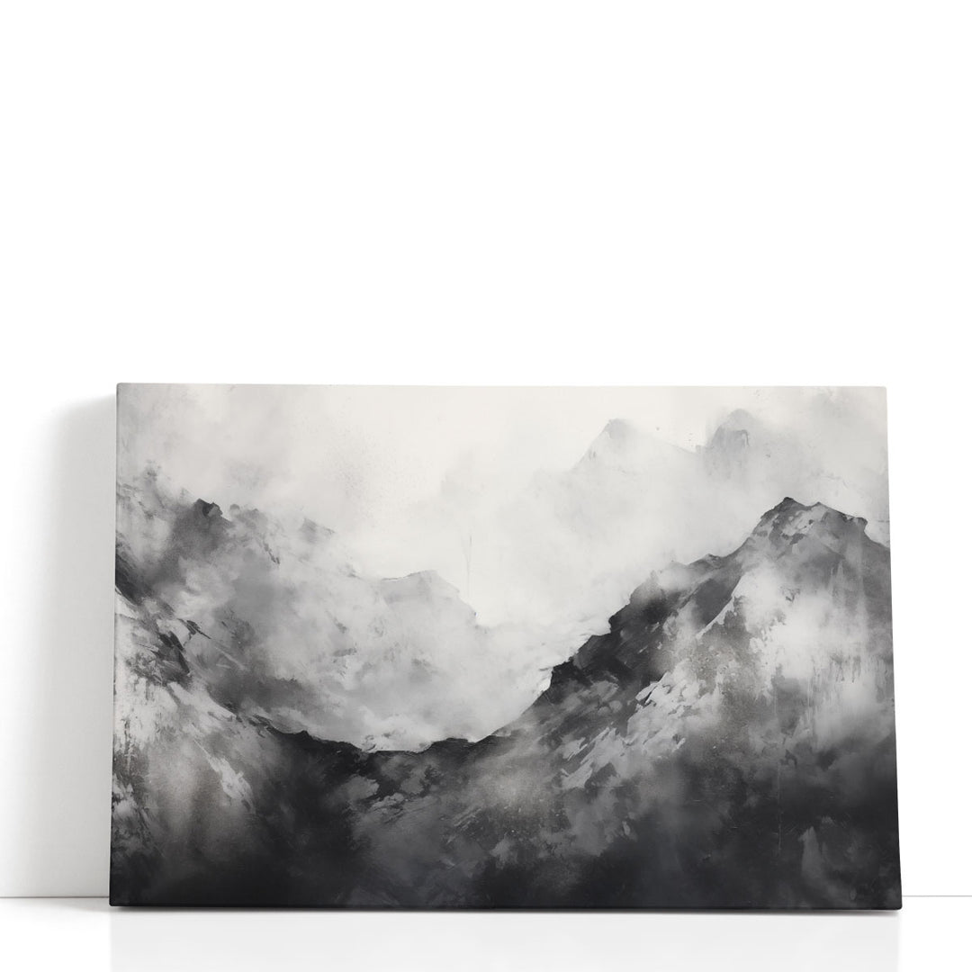 Snowy Peaks Black and White - Canvas Print Wall Art