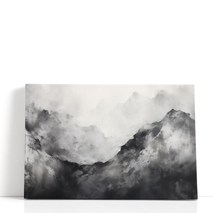 Snowy Peaks Black and White - Canvas Print Wall Art