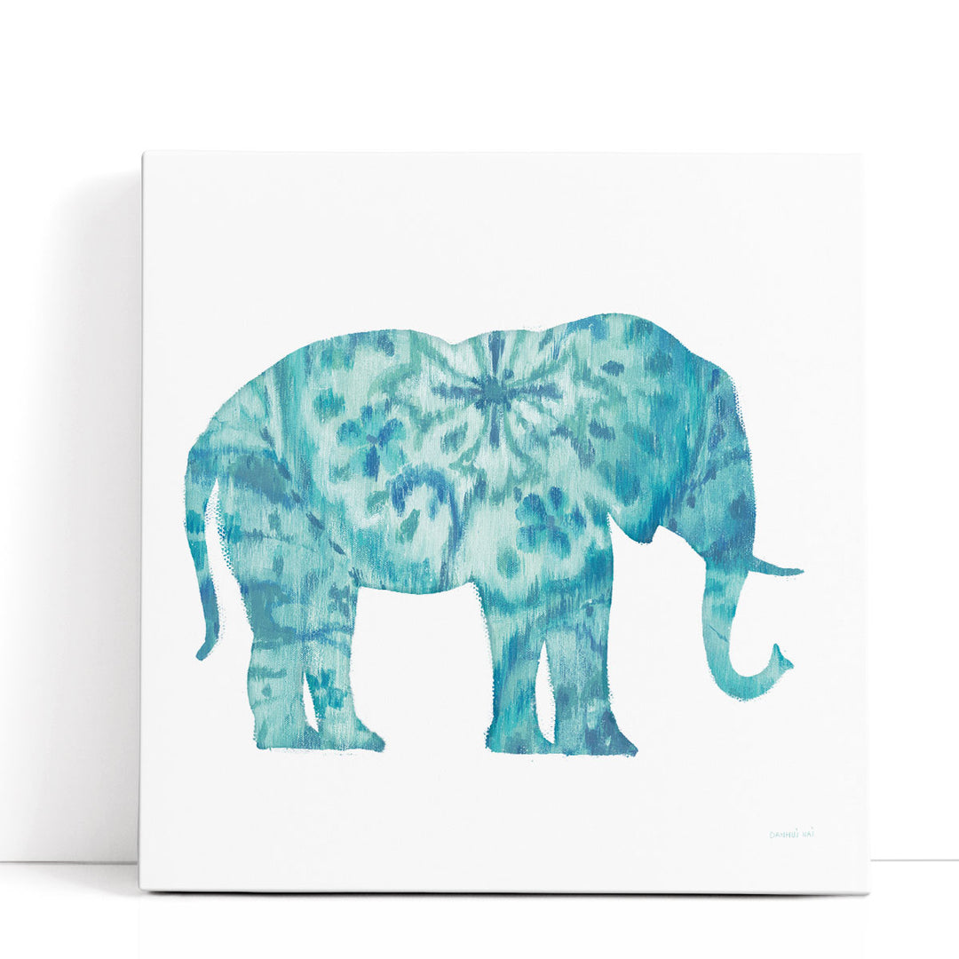 Boho Teal Elephant I - Canvas Print Wall Art