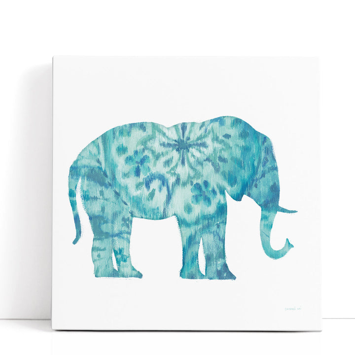Boho Teal Elephant I - Canvas Print Wall Art
