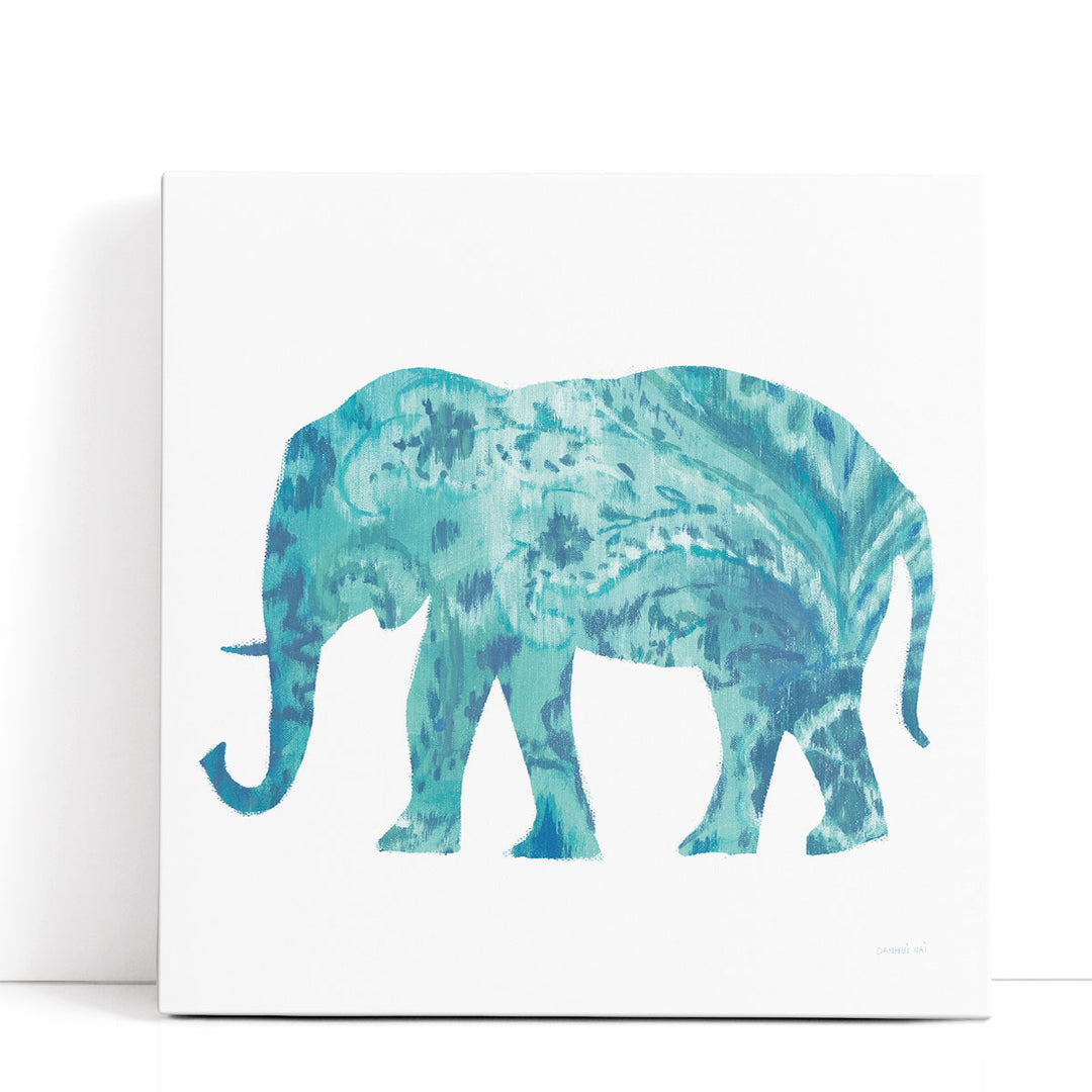 Boho Teal Elephant II - Canvas Print Wall Art