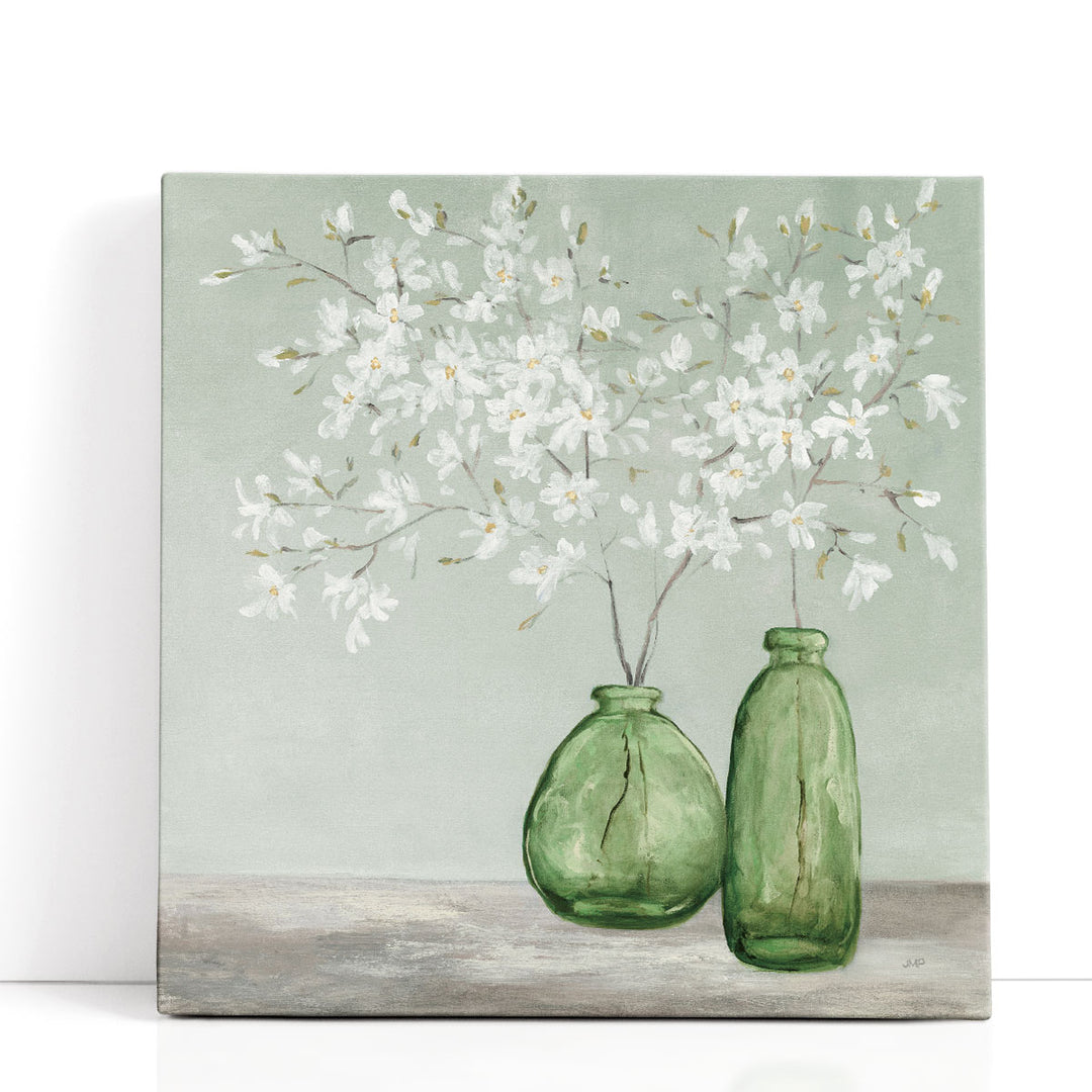 floral wall prints – green and white blooms
