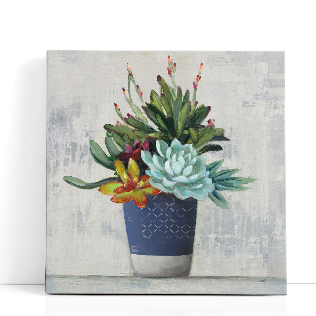 framed succulent wall art – green rosette detail