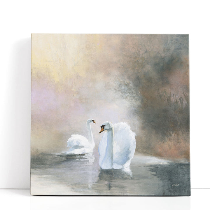 Swans in Mist - Canvas Print Wall Art