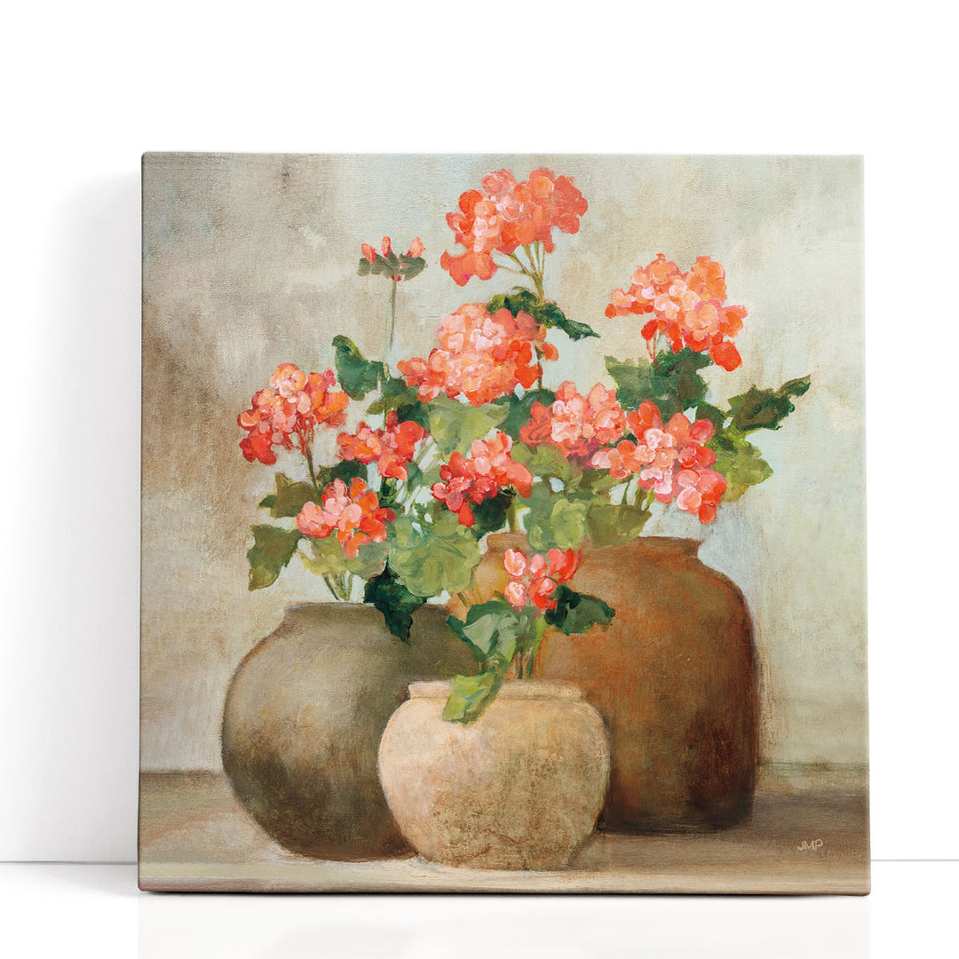 Geraniums Cottage Wall Decor – ceramic vase geraniums