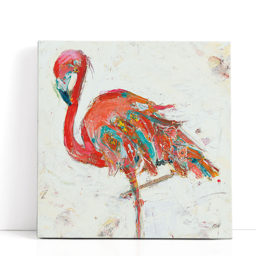 Flamingo on White - Canvas Print Wall Art