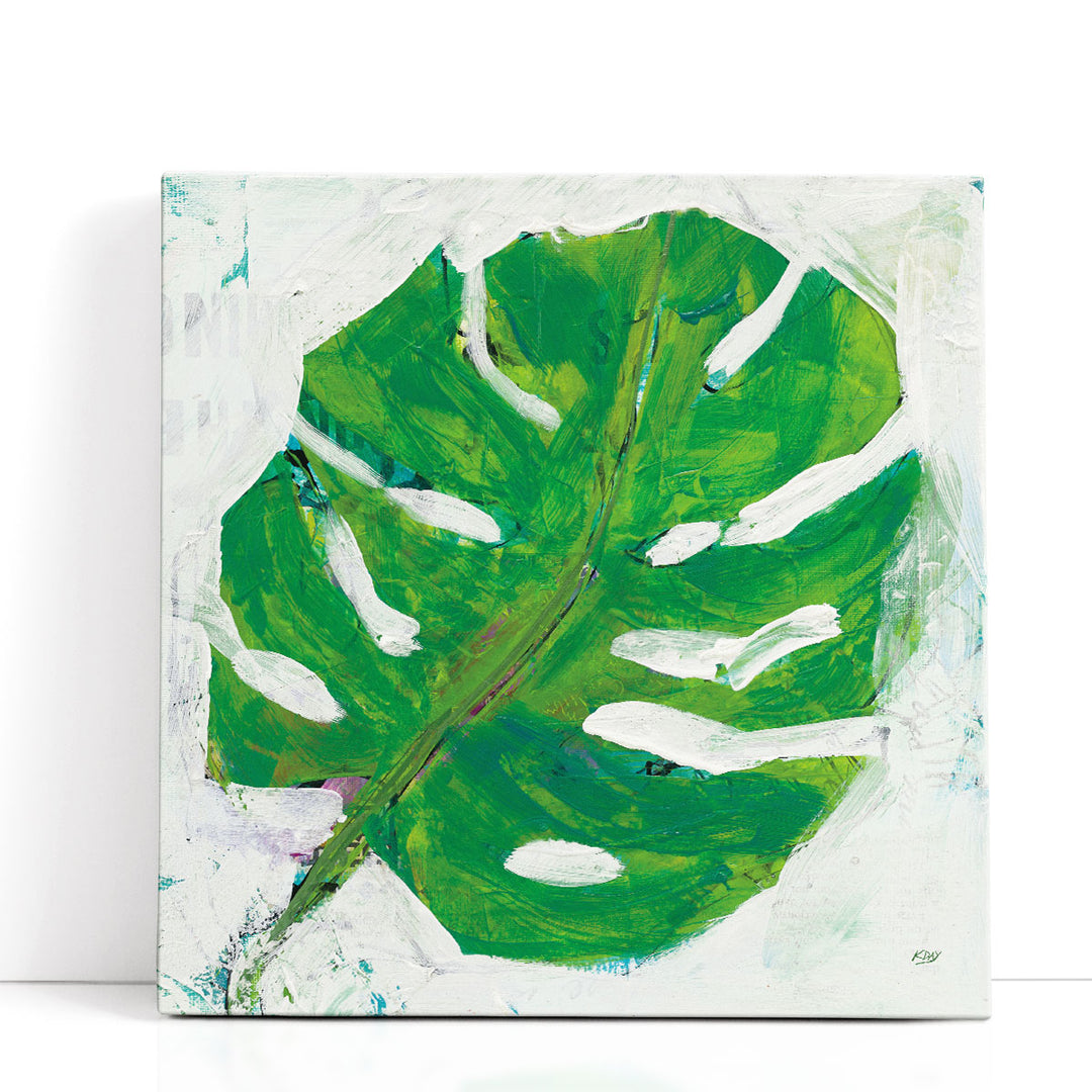 Single Leaf Play on White - Canvas Print Wall Art
