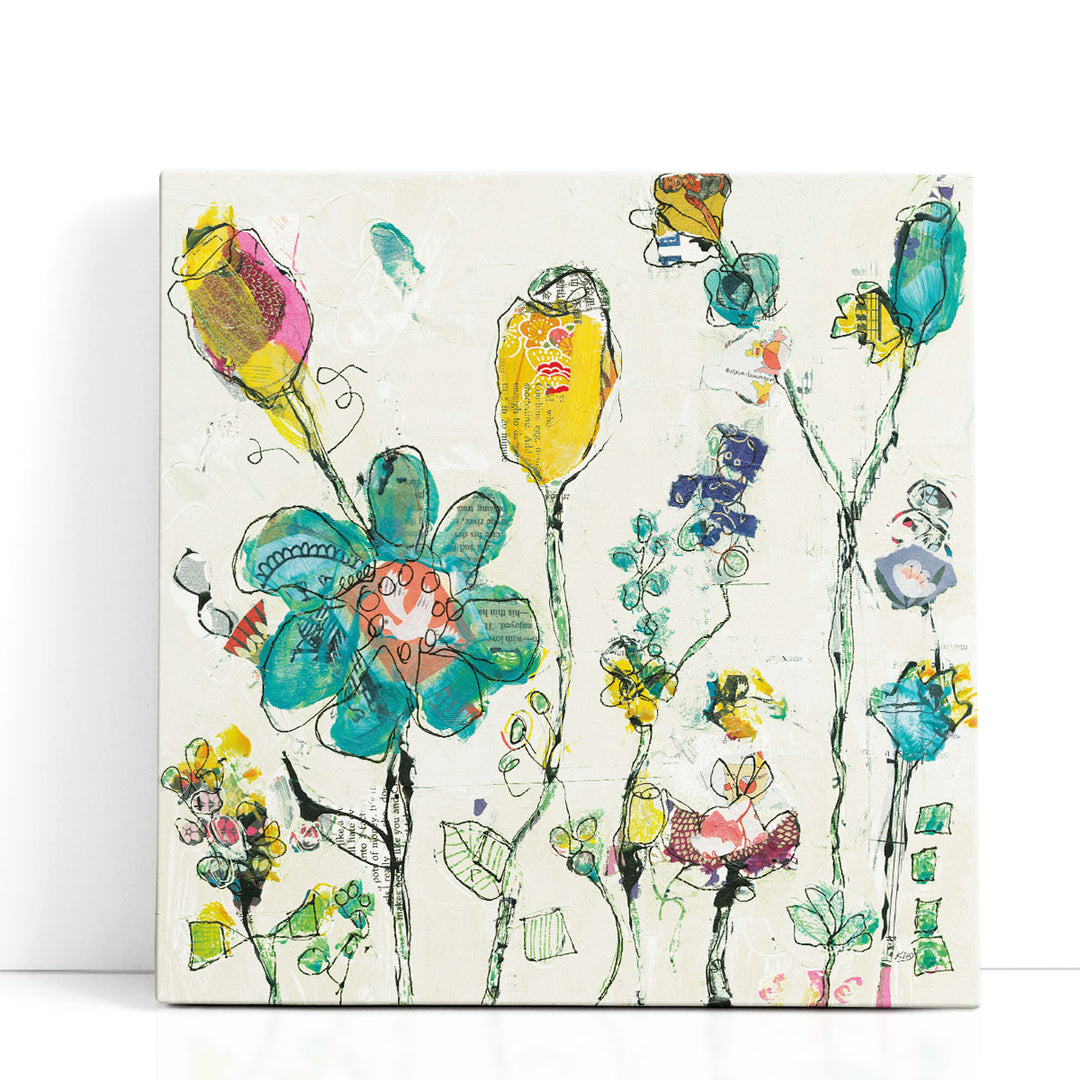 Doodle Garden Cream - Canvas Print Wall Art
