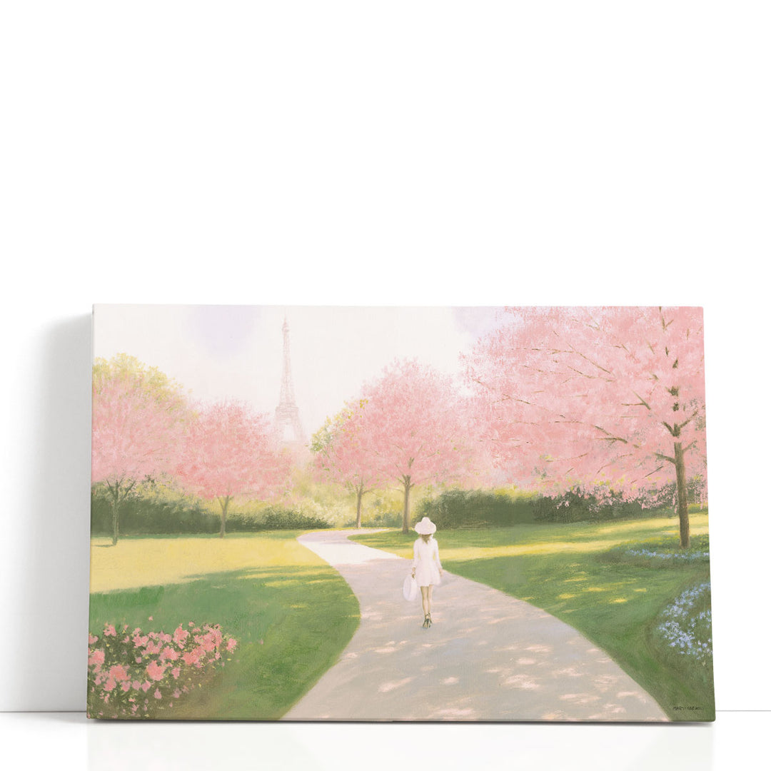 Pink tree art prints with blooming blossoms