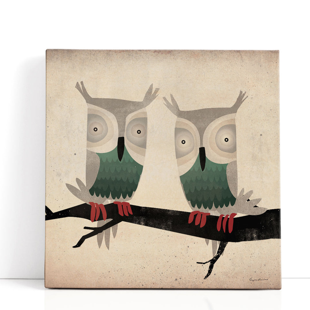 Tan Owls - Canvas Print Wall Art