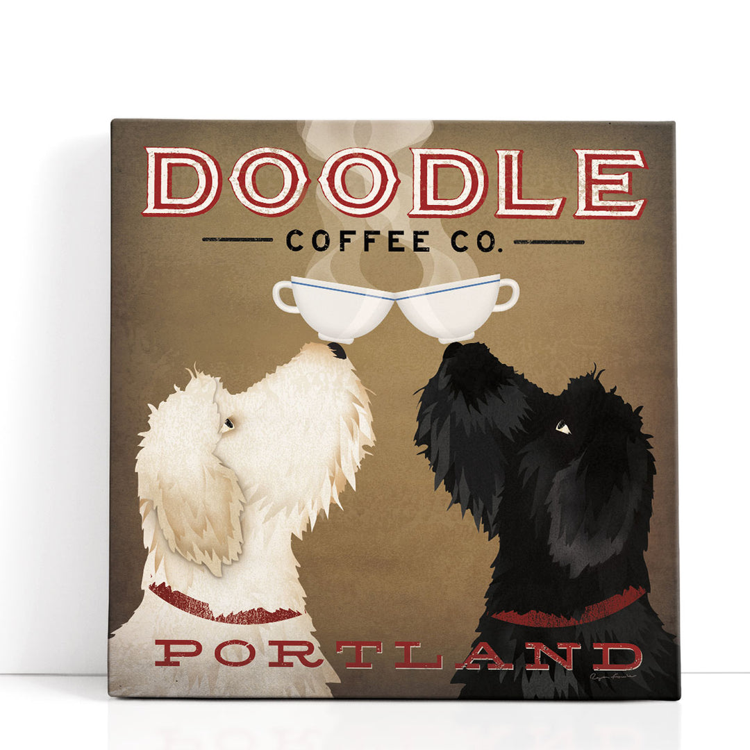 Doodle Coffee Double IV Portland - Canvas Print Wall Art