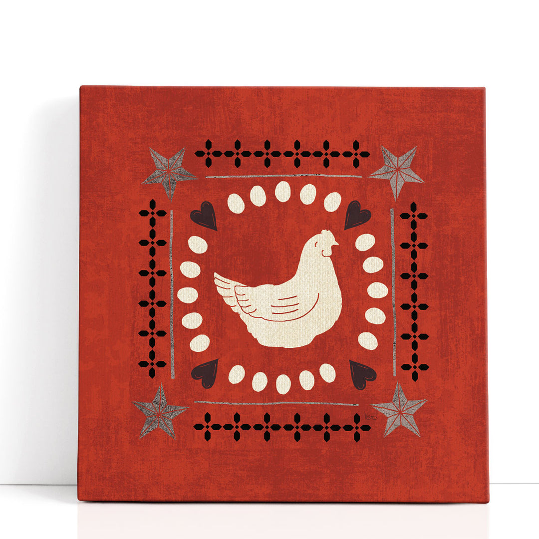 Little Red Farm Tile III - Canvas Print Wall Art