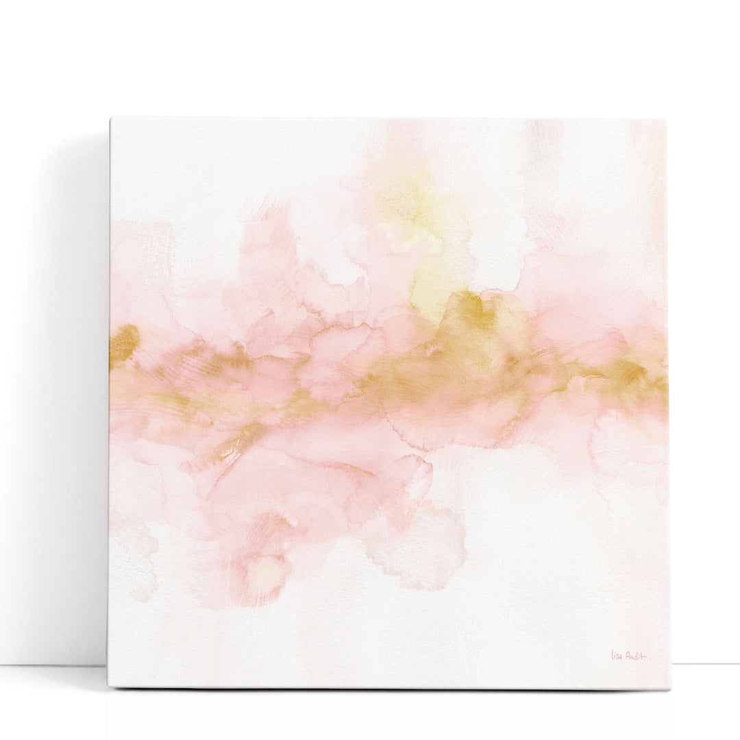 White abstract painting with soft pink tones