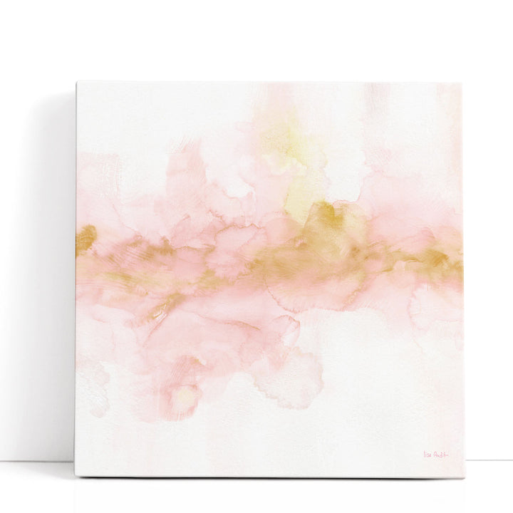 White abstract painting with soft pink tones