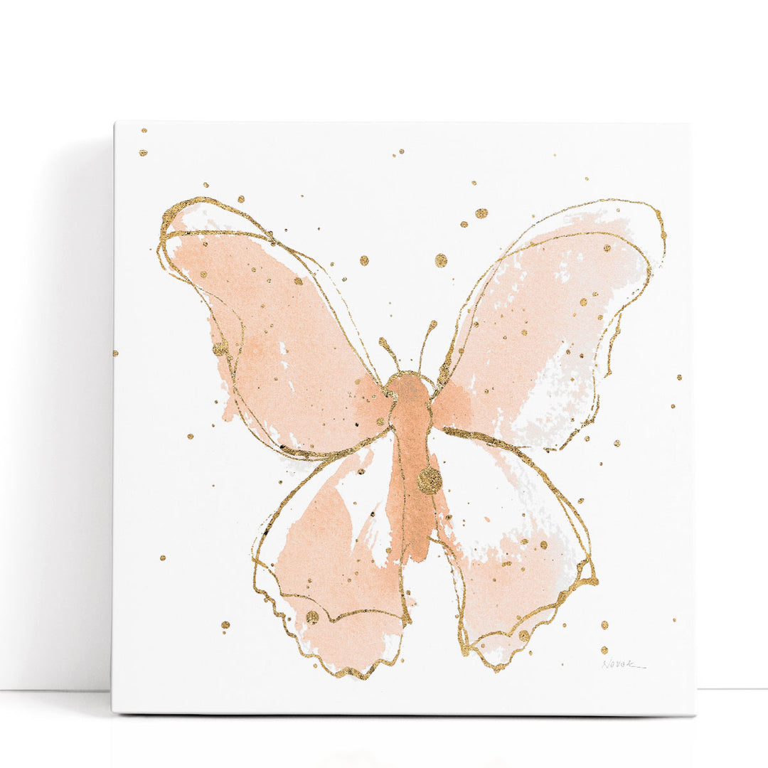 Gilded Butterflies II Pink - Canvas Print Wall Art